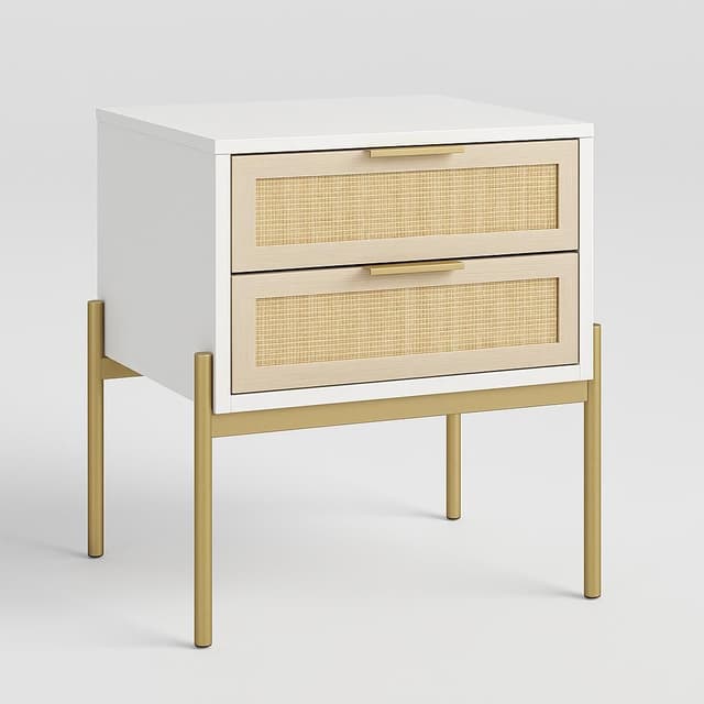 Nathan James Mina Rattan Nightstand White