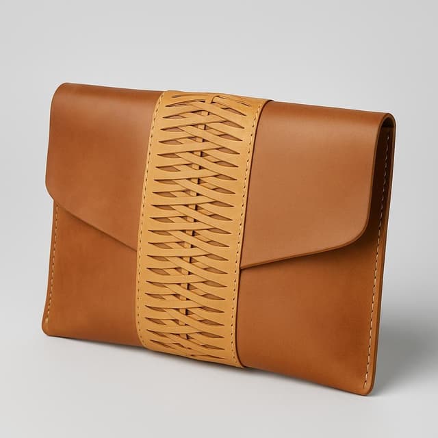 Hollis Leather Woven Clutch